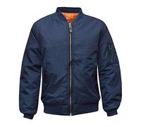 LE11 MA1 Mens Army Pilot Biker Bomber Fly Military Security Doorman Harrington Jacket (Navy, 2XL)