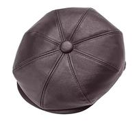 LE11® Men’s Peaky Blinders Newsboy Cap | 8-Panel Vintage Gatsby Flat Cap | Faux Leather Look Retro Hat | Lightweight, Lined Hat | Adjustable Sizes S-XXL- Tommy Shelby Style - Brown - L / 59cm