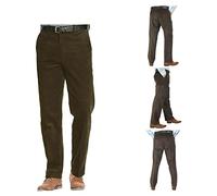 Le11 Mens Cord Trousers Formal Office Smart Cotton Corduroy Trouser Casual Classic Dress Pants with Pockets (50W/31L, Brown)