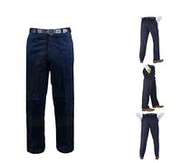 Le11 Mens Cord Trousers Formal Office Smart Cotton Corduroy Trouser Casual Classic Dress Pants with Pockets (34W/29L, Navy)