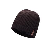 Le11 Mens Lined Cable Beanie Hat Plush Fur Soft Warm Winter Woolly Knitted Cap (UK, Alpha, One Size, Brown)
