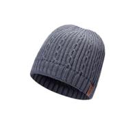LE11 Mens Lined Cable Beanie Hat Plush Fur Soft Warm Winter Woolly Knitted Cap (UK, Alpha, One Size, Grey)