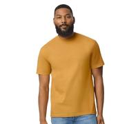LE11® Men's Plain T-Shirt 65000 - Gildan Softstyle Midweight Adult Cotton Tee (Mustard-XL)