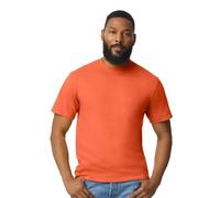 LE11® Men's Plain T-Shirt 65000 - Gildan Softstyle Midweight Adult Cotton Tee (Orange-XL)