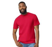 LE11® Men's Plain T-Shirt 65000 - Gildan Softstyle Midweight Adult Cotton Tee (Red-M)