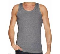 LE11® Mens UB Collection Single Jersey Vests 100% Cotton TOP Summer Plain of 12 Packs (Grey -2XL)