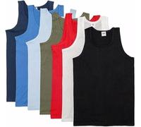 LE11® Mens UB Collection Single Jersey Vests 100% Cotton TOP Summer Plain of 3 Packs (Assorted (Mixed) -2XL)