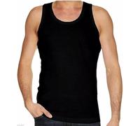 LE11® Mens UB Collection Single Jersey Vests 100% Cotton TOP Summer Plain of 3 Packs (Black -L)
