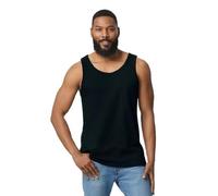 LE11® Softstyle Mens Vests Plain Sleeveless Cotton Tank Tops (Black - Medium)