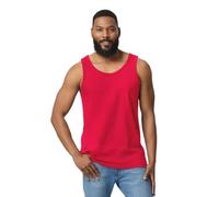 LE11® Softstyle Mens Vests Plain Sleeveless Cotton Tank Tops (Red - Small)