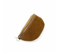 LE11® Women's Suede Leather Sling Bag - Small Italian Crossbody Bum Bag - Soft Travel & Passport Shoulder Purse with Detachable Strap, Zip Closure & Silver Hardware - Stylish Everyday Use - Brown