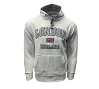 LE129 London England Applique Embroidery Ash Grey Hooded Sweatshirt Hoodie Colour XS to 2XL (as8, alpha, 4x_l, regular, regular)