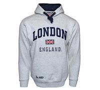 LE129GN Unisex London England Hoodie Hooded Sweatshirt Grey Navy XS-2XL (XL)