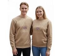 LE201DS Unisex London England Self Col Applique Embroidery with Union Jack Colour Desert Storm Sizes XS to 4XL Sweatshirt Hoodie Hooded (UK, Alpha, S, Regular, Regular, Desert Storm)