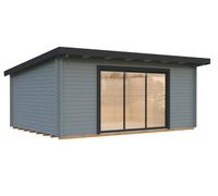 Lea L (5.3x3.8m | 19.4m2 | 44mm) Pent Garden Room with Sliding Doors (Double Glazing Available)