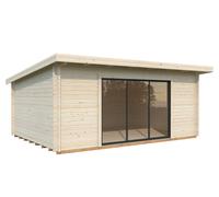 Lea L (5.3x3.8m | 19.4m2 | 44mm) Pent Garden Room with Sliding Doors (Double Glazing Available)