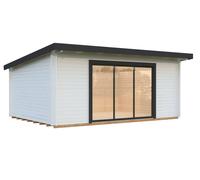 Lea L (5.3x3.8m | 19.4m2 | 44mm) Pent Garden Room with Sliding Doors (Double Glazing Available)