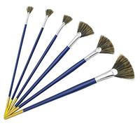 LEA-SHALL Boar Bristle Fan Paint Brushes for Acrylic & Oil or Watercolour Painting Art Artists Set, 6 PCS Paintbrush Natural Hair Professional Pens Brush with Long Wood Handle
