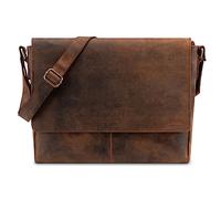 LEABAGS Acapulco Leather Shoulder Bag I 15 inch Laptop Bag I Genuine Buffalo Leather Messenger Bag I Shoulder Bag I Leather Bag I Work Bag I 30x11x39 cm