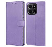 Leacckl for Honor 200 Smart Leather Wallet Case, Flip Case with Card Holder and Magnetic Buckle, Purple