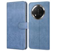 Leacckl for Honor Magic 7 Lite Case, Leather Wallet Case, Flip Case with Card Holder and Magnetic Buckle, Blue