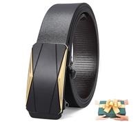 LEACOOLKEY Belts for Men,Leather Ratchet Belt with slide automatic Buckle, Men’s Adjustable Belt 33mm for Men Dress Jeans