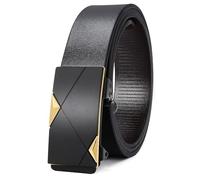 LEACOOLKEY Belts for Men,Leather Ratchet Belt with slide automatic Buckle, Men’s Adjustable Belt 33mm for Men Dress Jeans