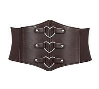 LEACOOLKEY Corset Belt for Women Wide Elastic Tied Waspie Belt for Halloween Costume，Lace-up Cinch Waist Belt for Dresses