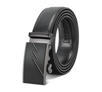 LEACOOLKEY Men's Belt,Adjustable Leather Ratchet Belt 3.5cm Trim to Fit,Men’s Automatic Buckle Belt for Suit Jeans