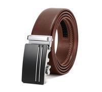 LEACOOLKEY Men's Belt,Adjustable Leather Ratchet Belt 3.5cm Trim to Fit,Men’s Automatic Buckle Belt for Suit Jeans