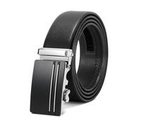 LEACOOLKEY Men's Belt,Adjustable Leather Ratchet Belt 3.5cm Trim to Fit,Men’s Automatic Buckle Belt for Suit Jeans