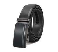 LEACOOLKEY Men's Belt,Adjustable Leather Ratchet Belt 3.5cm Trim to Fit,Men’s Automatic Buckle Belt for Suit Jeans