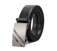 LEACOOLKEY Men's Belt,Adjustable Leather Ratchet Belt 3.5cm Trim to Fit,Men’s Automatic Buckle Belt for Suit Jeans