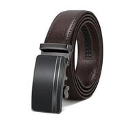 LEACOOLKEY Men's Belt,Adjustable Leather Ratchet Belt 3.5cm Trim to Fit,Men’s Automatic Buckle Belt for Suit Jeans