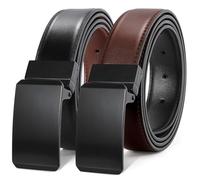 LEACOOLKEY Men's Belt Leather Reversible Belt for Men 1.3" Mens Dress Belt For Presents Casual Pants, Trim to Fit
