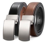 LEACOOLKEY Men's Belt Leather Reversible Belt for Men 1.3" Mens Dress Belt For Presents Casual Pants, Trim to Fit
