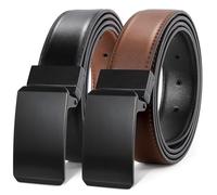 LEACOOLKEY Men's Belt Leather Reversible Belt for Men 1.3" Mens Dress Belt For Presents Casual Pants, Trim to Fit