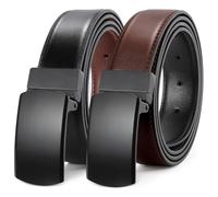 LEACOOLKEY Men's Belt Leather Reversible Belt for Men 1.3" Mens Dress Belt For Presents Casual Pants, Trim to Fit
