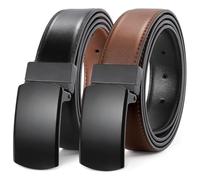 LEACOOLKEY Men's Belt Leather Reversible Belt for Men 1.3" Mens Dress Belt For Presents Casual Pants, Trim to Fit