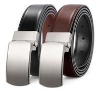 LEACOOLKEY Men's Belt Leather Reversible Belt for Men 1.3" Mens Dress Belt For Presents Casual Pants, Trim to Fit