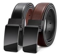 LEACOOLKEY Men's Belt Leather Reversible Belt for Men 1.3" Mens Dress Belt For Presents Casual Pants, Trim to Fit