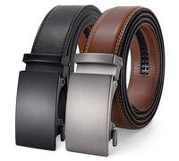 LEACOOLKEY Men's leather belt with slide automatic, Adjustable Ratchet Belt 35mm for men for business casual
