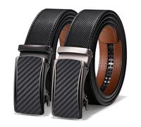 LEACOOLKEY Men's leather belt with slide automatic, Adjustable Ratchet Belt 35mm for men for business casual