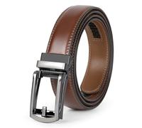 LEACOOLKEY Men's leather belt with slide Automatic leather belt ratchet belt for men with automatic buckle
