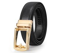 LEACOOLKEY Men's leather belt with slide Automatic leather belt ratchet belt for men with automatic buckle
