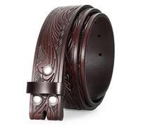LEACOOLKEY Western Leather Belt Strap for Men Women Cowboy Western Belts without Buckle Men Western Leather Belt for Jeans Pants
