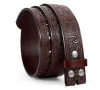 LEACOOLKEY Western Leather Belt Strap for Men Women Cowboy Western Belts without Buckle Men Western Leather Belt for Jeans Pants