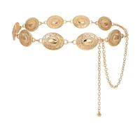 LEACOOLKEY Women Western Concho Metal Chain Belt Cowgirl Boho Waist Belt for Dress Jeans,Gold