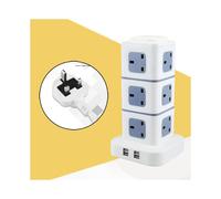 Lead Extension Tower 3m Multi Socket 4 Usb Switched Surge Power Protected Supply