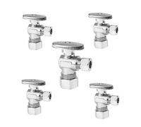 Lead-Free Brass Angle Stop Valve - 1/4 Turn Shut Off, 1/2 to 3/8 Compression for Plumbing(5Pack Angle Stop Valve)